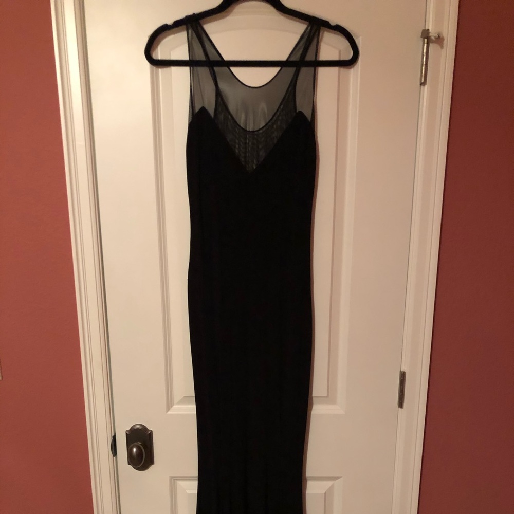 Norma Kamali formal black mesh dress
